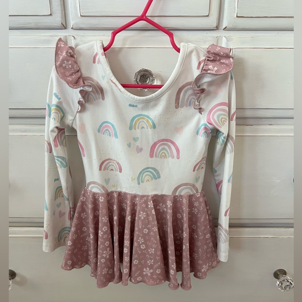 Cheeky Plum Rainbow and Floral Long Sleeve Dress